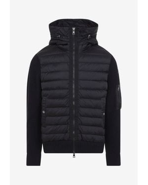 Moncler Down-Front Hooded Cardigan - Blue