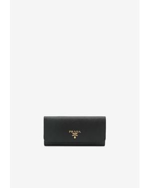 Prada Large Saffiano Leather Wallet - White
