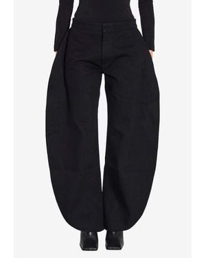 Alaïa Petals Wide-Leg Denim Pants - Blue