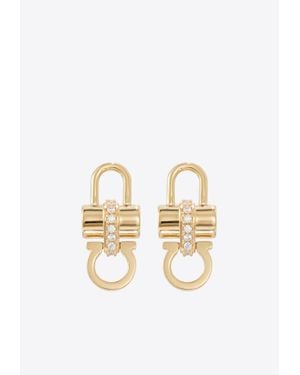 Ferragamo Crystal Embellished Padlock Stud Earrings - White