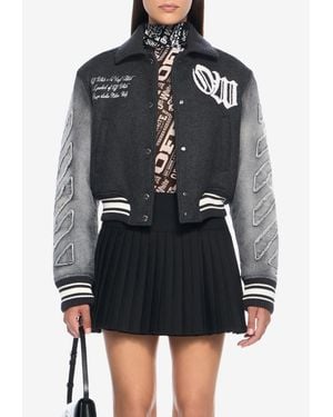 Off-White c/o Virgil Abloh Gothic Class Varsity Bomber Jacket - Black