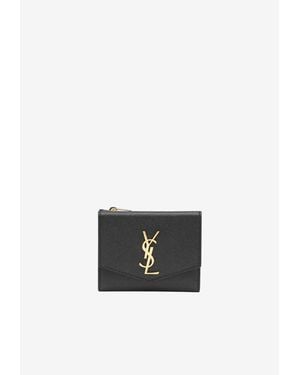 Saint Laurent Uptown Embossed Leather Wallet - White