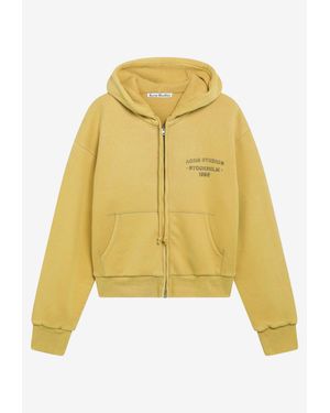 Acne Studios Logo Zip-Up Hooded Sweatshirt - Yellow
