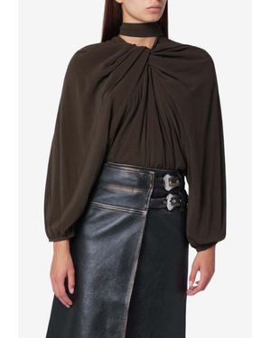 NAMACHEKO Draped Silk Top - Black