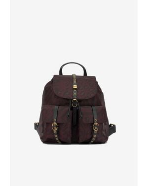 Pinko Medium Animal Print Backpack - Red