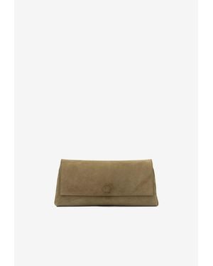 KHAITE Audrey Suede Leather Clutch - Natural