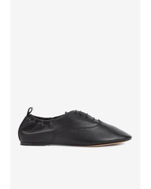 Lanvin Lace-Up Leather Slippers - Black