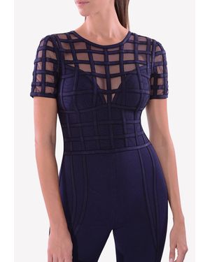 Hervé Léger Marianna Caged Jumpsuit - Blue
