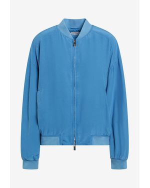 Versace Overdyed Silk Bomber Jacket - Blue