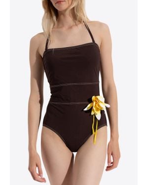 Tory Burch Flower Applique One-Piece Swimsuit - Black