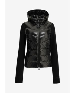 Moncler Padded Zip-Up Hooded Sweatshirt - Black