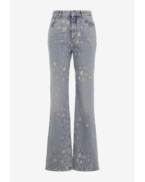 McQueen Distressed Flared Jeans - Gray