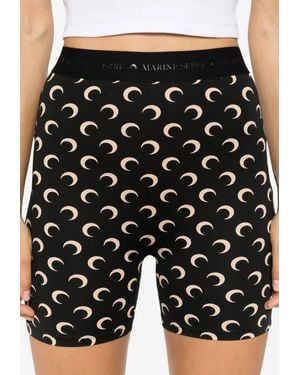 Marine Serre Moon Crescent Print Biker Shorts - Black