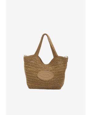 Tod's Medium Raffia Shopping Bag - Natural