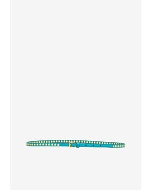 Prada Skinny Eyelet Leather Belt - Multicolour