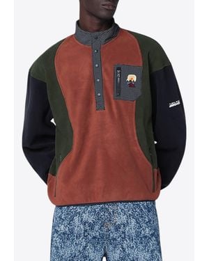 Brain Dead Colorblocked Buttoned Sweatshirt - Gray