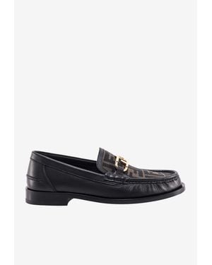 Fendi O'Lock Leather Loafers - Black