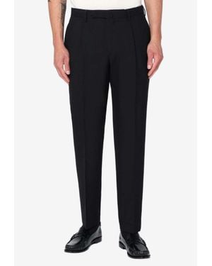 Santaniello Tapered-Leg Tailored Wool Pants - Black
