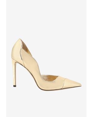 Jimmy Choo Brigitte 100 Metallic Leather Pumps - Natural