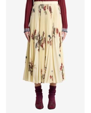 Etro Pleated Sable Skirt With Print - Natural