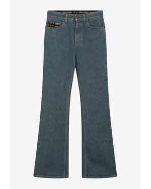 Burberry Check-Pattern Pocket Flare Jeans - Blue