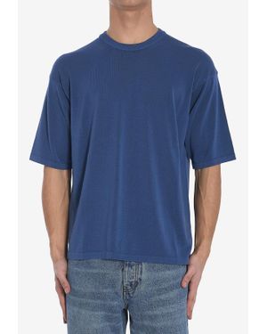Roberto Collina Fine Knit Crewneck T-Shirt - Blue