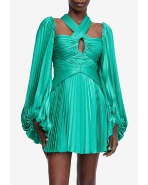 Acler Valaria Pleated Mini Dress - Green