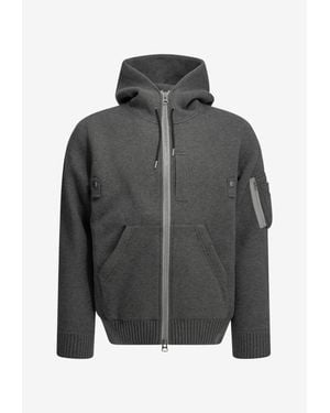 Sacai Zip-Up Hooded Sweatshirt - Grey