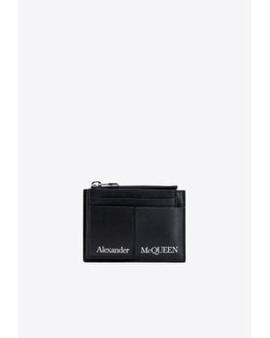 McQueen Logo Print Leather Cardholder - White