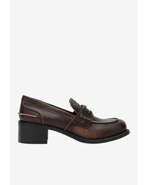 Miu Miu Decò 50 Vintage Leather Loafers - Brown