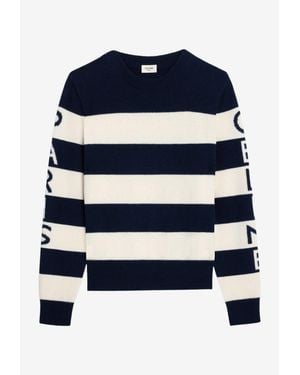 Celine Logo Intarsia Stripe Sweater - Blue