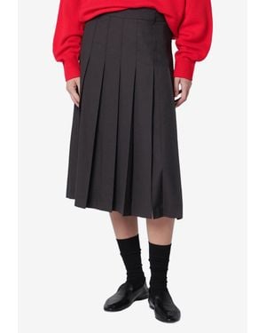 DUNST Midi Pleated Skirt With Side Slit - Black