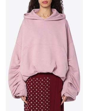 Dries Van Noten Oversized Draped Hooded Sweatshirt - Red