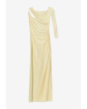 Self-Portrait One-Shoulder Embellished Midi Dress - White