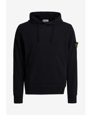 Stone Island Logo Patch Hooded Sweatshirt - Blue