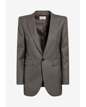 Saint Laurent Single-Breasted Wool Blazer - Black