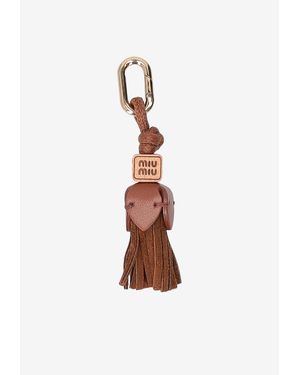 Miu Miu Micro Trick Leather Key Chain - White