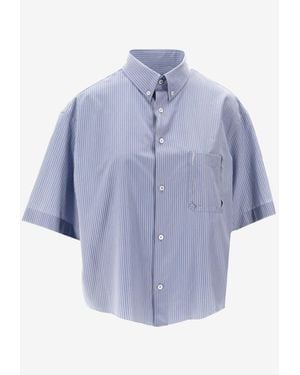 Maison Margiela Cropped Striped Shirt - Blue