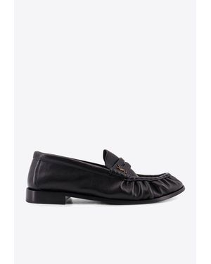 Saint Laurent Logo-Plaque Leather Loafers - Black