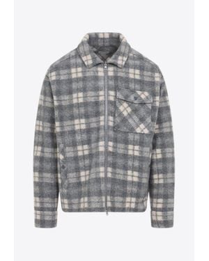 Moncler Checked Zip-Up Overshirt - Grey