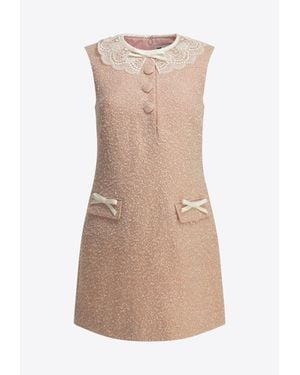 Self-Portrait Bouclé Mini Dress - Natural