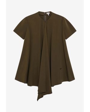Loewe Stretch Cady Draped Mini Dress - Green