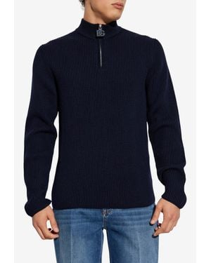 Dolce & Gabbana Half-Zip Wool Jumper - Blue