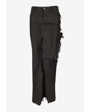 Rick Owens Temple Denim Sliced Skirt - Black