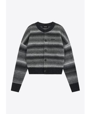 we11done Gradient Boucle Logo Cardigan - Black