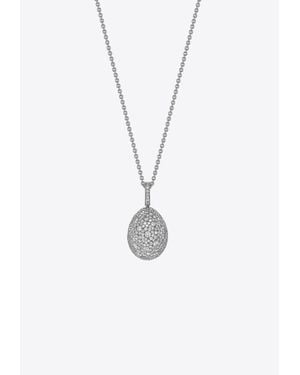 Faberge Emotion Diamond Egg Pendant Necklace - White