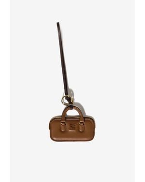 Miu Miu Arcadie Leather Trick Keyring - White
