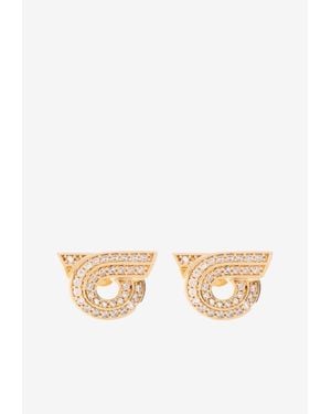 Ferragamo Embellished Gancini Stud Earrings - White