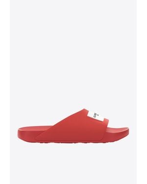 Givenchy Brand Label Rubber Slides - Red