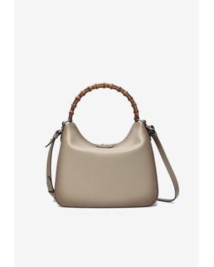 Gucci Medium Diana Leather Top Handle Bag - Grey